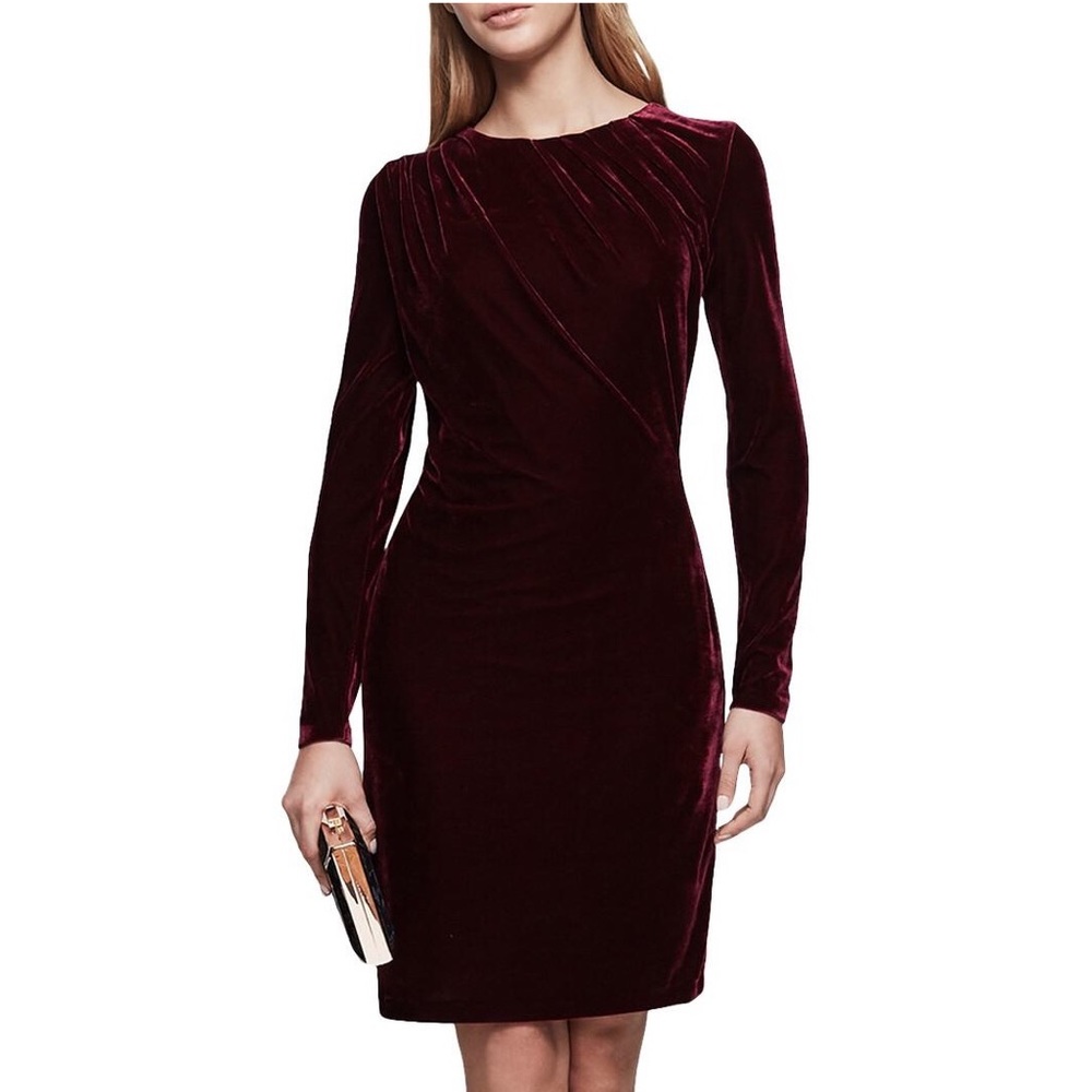 Reid’s Matty Merlot Red Long Sleeve Velvet Dress
